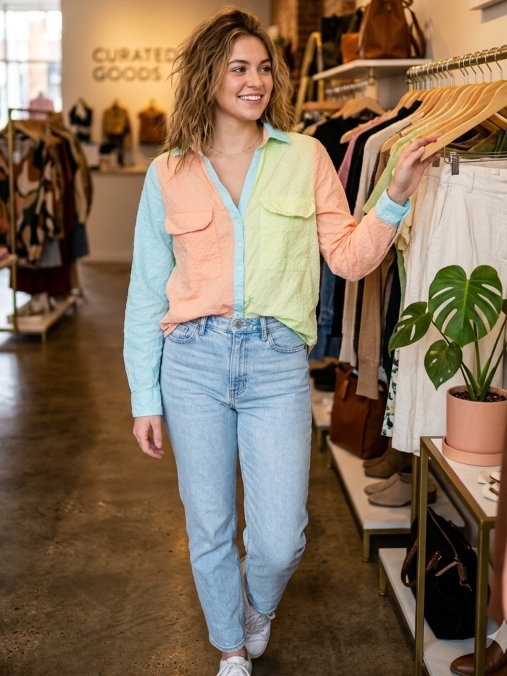 $148 Roller Rabbit Colorblock Button Down Shirt - Size XS